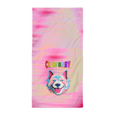 Mystic Woodlands luxury bath towel displayed in a stylish bathroom setting.